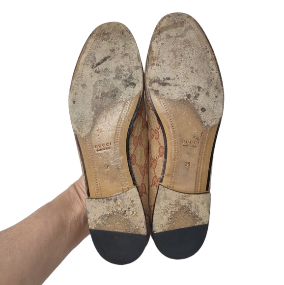 Gucci 38 Jordaan Supreme GG monogram logo canvas leather loafers - Picture 8 of 12
